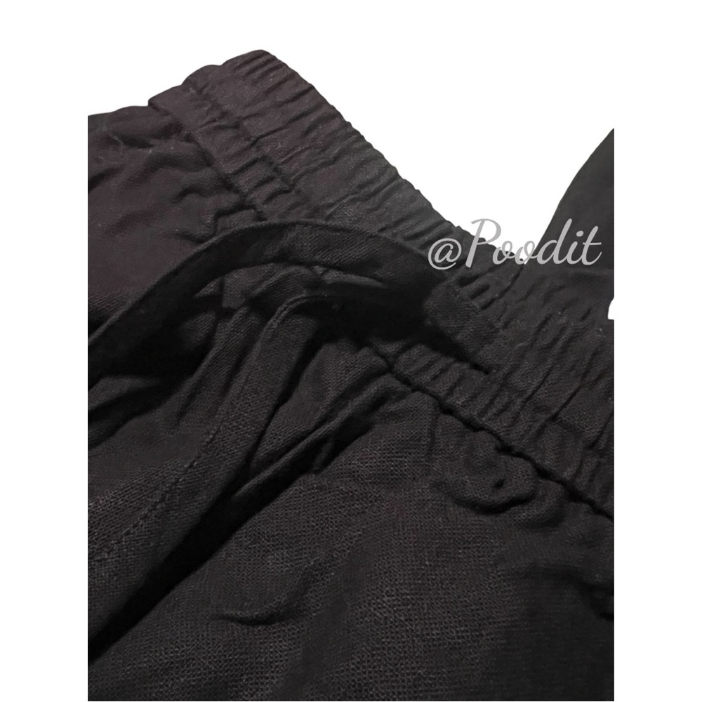 GALITA black detailed wide leg linen pants S M L - Picture 6 of 7